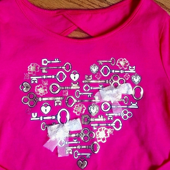 Justice Girls Top Hot Pink Heart - Picture 9 of 11